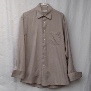 Pronto Uomo Tan Dress Shirt 80's 2-Ply French Cuff Cotton 15